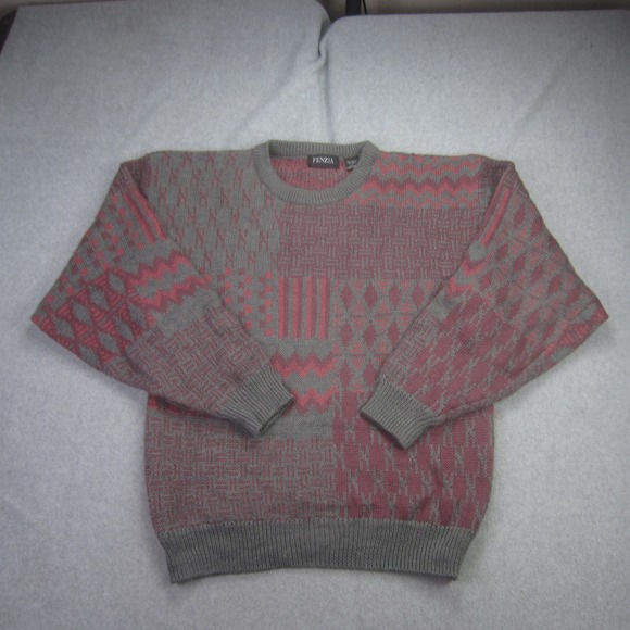 Fenzia Other - Vtg FENZIA‎ Sweater Mens Large Geometric Wool Blend Long Sleeve Knit Grandpa